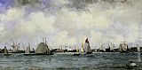Hendrik Paintings - Rotterdamn Harbour by Johan Hendrik Van Mastenbroek